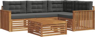 vidaXL Conjunto De Sof&aacute;s De Exterior 5 Uds. Natural Y Antracita Vidaxl