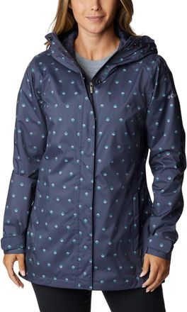 Columbia Splash A Little II Jacket Womens Blue Polka Dot Full Zip Hooded UPS685