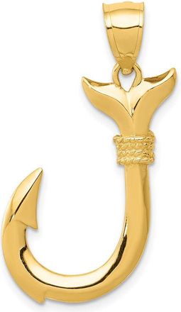 Diamond2Deal 14k Yellow Gold 3D Whale Tail Hook Pendant