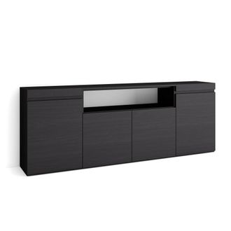 Skraut Home Aparador efecto madera negro 200x35x75cm