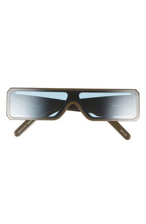 Rick Owens Gethshades Rectangular Shield Sunglasses in Olive Temple/Amazonite Lens at Nordstrom