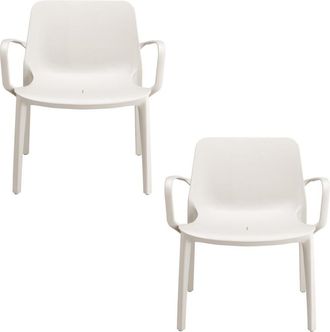 Scab Set 2 Sedia poltrona Lounge ginevra s-cab Interno ed Esterno con braccioli lino Impilabile in Tecnopolimero Rinforzato con Fibra di Vetro Made in