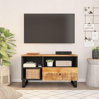 vidaXL Mueble De Tv Madera Mango Y Madera Contrachapada 80x33x46 Cm Vidaxl