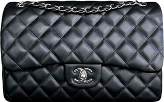 Chanel Black Lambskin Jumbo Double Flap Bag