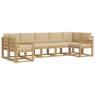vidaXL Conjunto De Sof&aacute;s De Exterior Con Coj&iacute;n 7 Pcs Y Beige Vidaxl