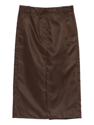 Tibi front-vent midi skirt - women - Polyamide/Polyamide - 4 - Brown