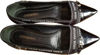 Louis Vuitton Black Logo Strip Pointed Toe Ballerinas Size 38