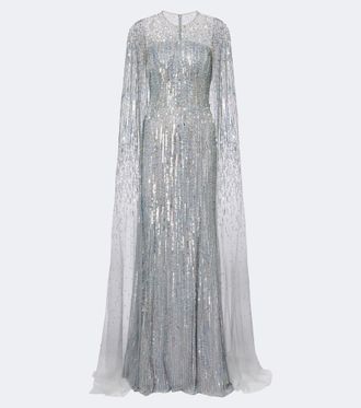 Jenny Packham Cosmic Dust embellished caped gown