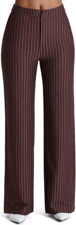 Naked Wardrobe Pinstripe Wide Leg Pants in Brown at Nordstrom Rack, Size X-Small
