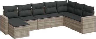 vidaXL Vidaxl - Set De Sof&aacute;s De Jard&iacute;n 8 Pzas Y Cojines Rat&aacute;n Sint&eacute;tico Gris