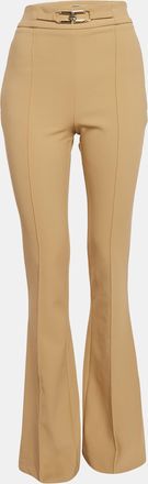 Elisabetta Franchi Beige Crepe Wide Led Trousers