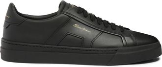 Santoni Sneakers met dubbele gesp en veters - Heren - Sneakers - Zwart - 41 EU - Leer - Schoenen