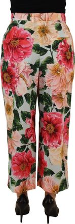 Dolce & Gabbana Womens Floral-Printed Cotton Trouser Multicolor Silk