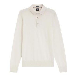 HUGO BOSS Tops, Heren, Wit, XL, Wol, H-Lancione Gebreide Polo