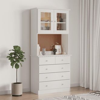 Berkfield Home Highboard ALTA White 77x35x165 cm Solid Wood Pine | Size: 77 x 35 x 165 cm