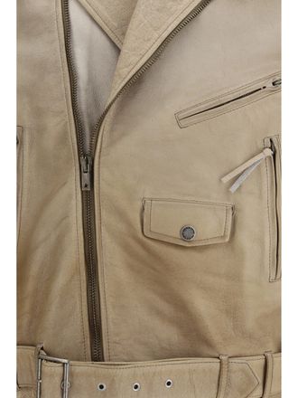 Golden Goose Womens Leather Jacket Journey Mellow Buff Buffalo
