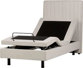 Beliani Adjustable Bed Fabric DUKE II 90 x 200 cm (EU Single) Light Beige