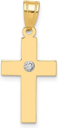 Diamond2Deal 14k Yellow Gold Polished.01 carat Diamond Cross Pendant