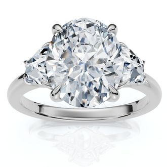Pompeii3 Certified 2.63Ct Oval & Trapezoid Diamond Engagement Ring Lab Grown