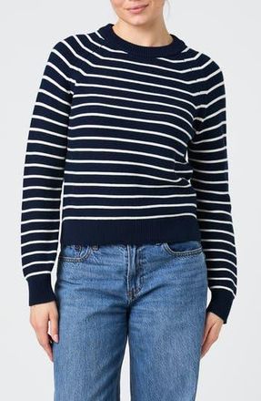French Connection Mozart Stripe Crewneck Sweater in Navy/Cream at Nordstrom Rack, Size X-Large
