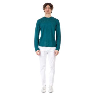 Roberto Collina Rondgebreide Kleding - Heren - Ronde hals truien - Blauw - XL - Katoen - Truien & Vesten