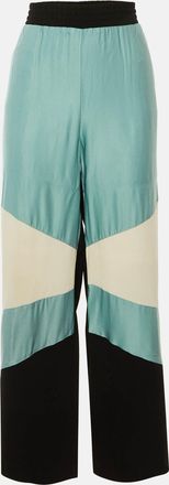 Maje Black Colorblock Crepe Parme Wide Leg Trousers
