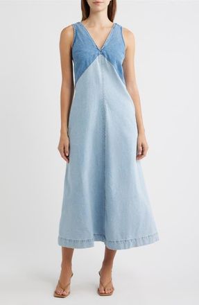 Ronny Kobo Azura Two-Tone Denim Midi Dress in 2-Tone Classic Wash at Nordstrom, Size X-Small