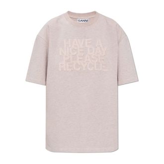 Ganni T-Shirts, female, Pink, Size: 2XS Loose-fit T-shirt