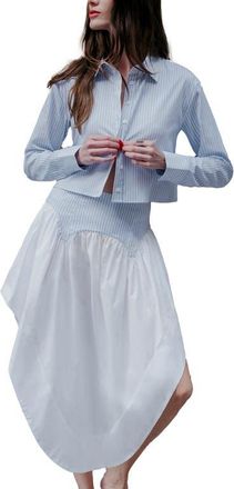 Fleur du Mal Poplin Garter Skirt in East Hampton Stripe at Nordstrom, Size X-Small