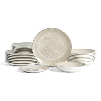 Christian Siriano Onyx 24-Piece Dinnerware Set Porcelain, Service for 8 in Beige And Gold at Nordstrom