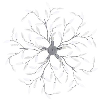 Berkfield Home Modern Ceiling Lamp with Acrylic Crystal Leaf Arms for 5 E14 Bulb in White