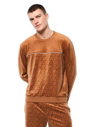 Sergio Tacchini Bandiera Debossed Velour Crewneck in Sugar Almond at Nordstrom, Size Xxx-Large