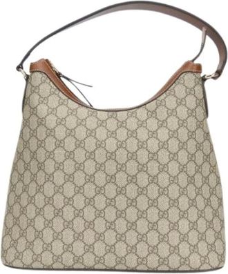 Gucci Pre-owned Shoulder Bags, female, Beige, Size: ONE SIZE Pre-owned GG Supreme Canvas Leather Shoulder Bag