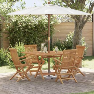 vidaXL Conjunto De Comedor De Jard&iacute;n Marr&oacute;n Madera De Teca Maciza Vidaxl