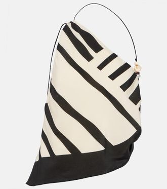 Sir. Arte printed one-shoulder silk satin crop top