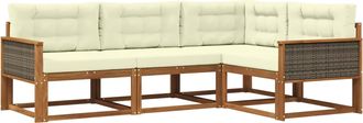 vidaXL Conjunto De Sof&aacute;s De Exterior 4 Uds. Natural Y Crema Vidaxl