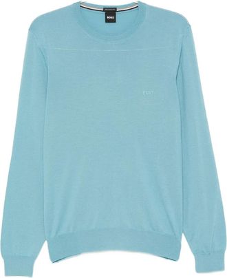 BOSS logo-embroidered sweater - Blue