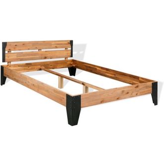 vidaXL Estructura De Cama Sin Colch&oacute;n Madera Acacia Acero 152x203 Cm Vidaxl