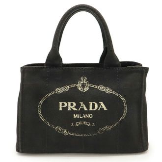 Prada Canapa Black Nero Canapa Handbag Tote Bag (Pre-Owned)