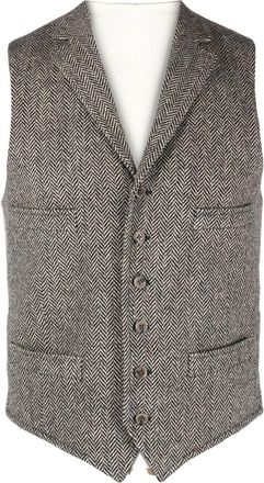 Polo Ralph Lauren herringbone V-neck waistcoat - men - Cupro/Wool/Cotton - 42 - Black