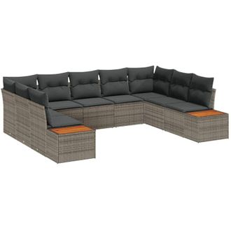 vidaXL Garden Sofa Set with Cushion 5 pcs Grey Poly Rattan vidaXL