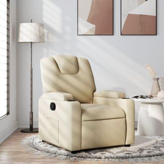 vidaXL Sill&oacute;n Reclinable De Tela Color Crema Vidaxl