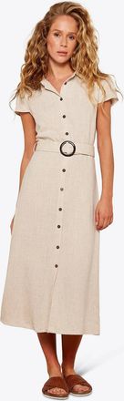 Apricot Vintage Button Dress In Stone