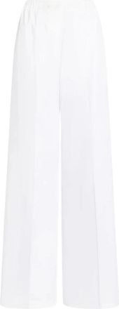Patou Broek met elastische tailleband - Dames - Wijde Broeken - Wit - L - Katoen - Broeken