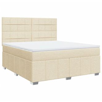vidaXL Cama Box Spring Con Colch&oacute;n Tela Color Crema 180x200 Cm Vidaxl