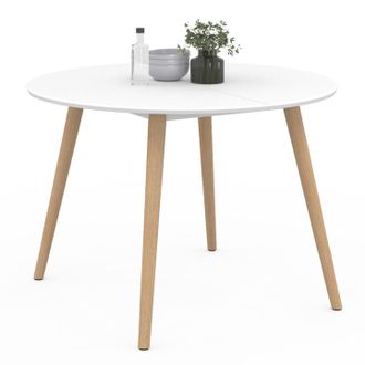 IDMarket Idmarket - Inga Mesa De Comedor Redonda Para 6 Personas Blanca 110 Cm