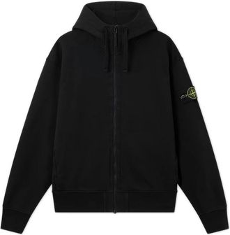 Stone Island Katoenen Hoodie met Rits - Heren - Vesten met rits - Zwart - S - Katoen - Hoodies & sweatvesten