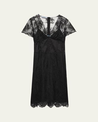 Prada Short-Sleeve Lace Dress