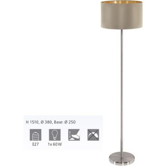 Eglo Eglo - Piantana Contemporanea Maserlo Acciaio Nichel Satinato Tortora 1 Luce E27 Ip20