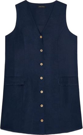 Fiorella Rubino Linnen en viscose blend overhemdjurk - Dames - Korte kleedjes - Blauw - 5XL - Linnen - Kleedjes